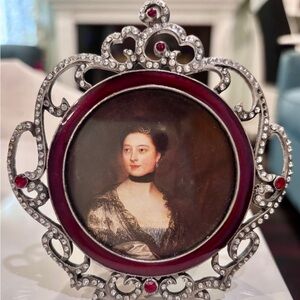 Elegant Red and Silver Victorian Style Ornate Miniature Picture Frame